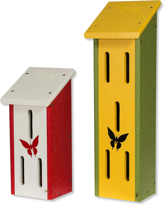 Colorful Poly Butterfly House Post or Wall Mount (Large, Pink & Lime Green)