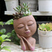 Smiley Face Flower Pot Head Planter for Indoor Outdoor Planter Resin Head Planter Pot with Drainage Hole Two Hand Hold Cute Face Succulent Pots with Closed Eyes for Garden Planter (Dark)