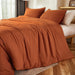 Boho Comforter Full Size Set Burnt Orange, 3 Pieces Bed Solid Terracotta Lightweight Bedding Comforter Set, Rust Fluffy Winter Quilted Blanket Set (79X90In Comforter & 2 Pillowcases)