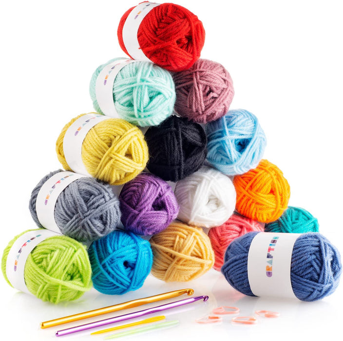 30X20G Acrylic Yarn Skeins - 1300 Yards of Soft Yarn for Crocheting and Knitting Craft Project, Assorted Starter Crochet Kit Yarn Bulk for Adults and Kids