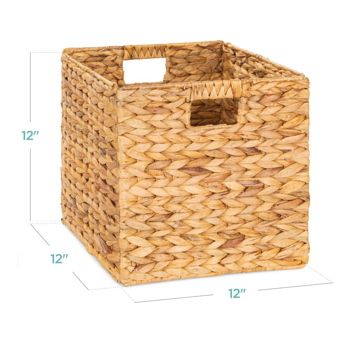 12X12In Hyacinth Baskets, Set of 5 Multipurpose Collapsible Organizers W/ Inserts - Natural