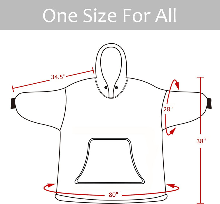 Oversized Blanket Hoodie Sweatshirt, Wearable Sherpa Lounging Pullover for Adults Women Men