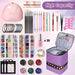 Nail Polish Organizer and Nail Dryer Case, Double-Layer Nail Polish Storage Holds 30 Bottles (15Ml/0.5 Fl.Oz) and 1 Led Nail Lamp, Travel Carrying Case for Nail Polish Kit Set (Purple)