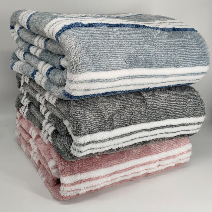 Berkshire Blanket Gray, White, Multi-Color Plaid Sherpa, Velvet Plush Reversible Bed Blanket Twin