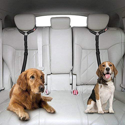 Car Headrest Restraint Leashes for Dog, Adjustable Seatbelt Tether, Car Seat Belt for Pets, Dog Safety Belt Leash, Quick & Easy Installation, Works with Any Pet Harness Carabiner Swivel Bungee