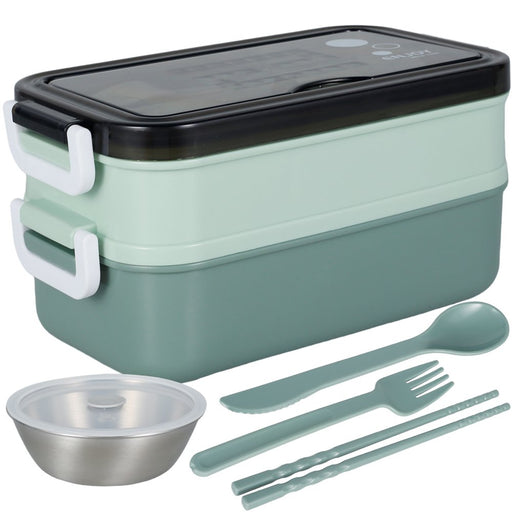 2 Layers Bento Box 1050Ml Lunch Box Containers Leak-Proof Bento Lunch Box BPA Free Food Container Portable Food Box with Spoon Fork Chopsticks