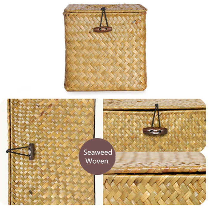 Straw Woven Tissue Box Cover, Vintage Wicker Tissue Box Cover Square, Home Toilet Paper Holder, or Napkin Dispenser