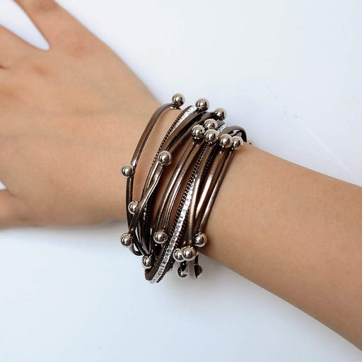 Leather Wrap Bracelet for Women - Handmade Clasp Bangle Bracelet with Pearl Beads Crystal Wristbands Jewelry Gift for Ladies and Mother
