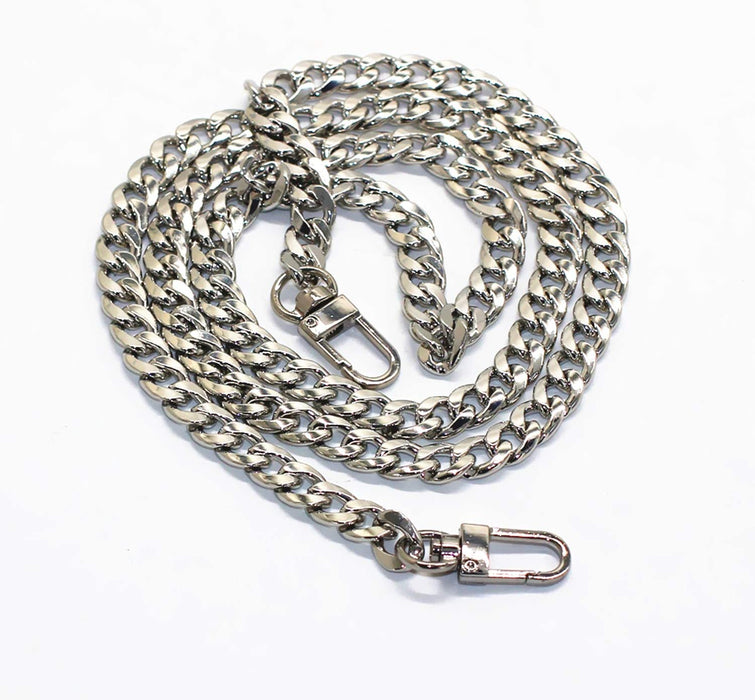 DIY Iron Flat Chain Strap Handbag Chains Purse Chain Straps Shoulder Cross Body Replacement Straps with Metal Buckles (31.5", Silver)