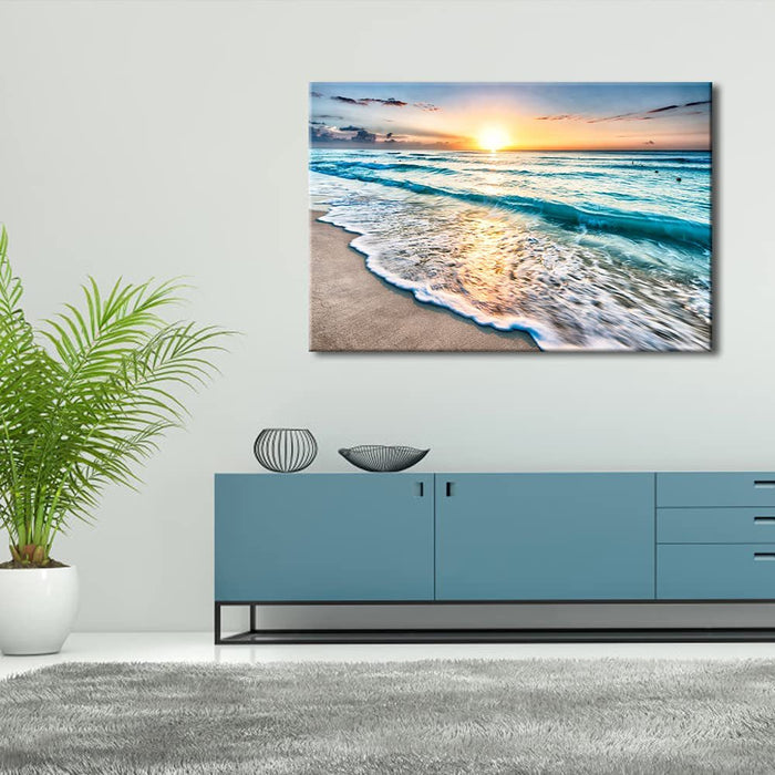 Art Sea Waves Large Canvas Prints Wall Art Ocean Beach Frameless Pictures Paintings for Living Room Bedroom Home Decorations