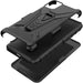Alcatel TCL A3X A600DL Belt Clip Holster Kickstand Shock Proof Phone Case with Tempered Glass Screen Protector - Black