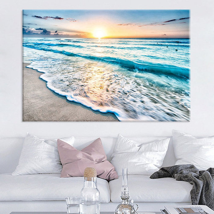Art Sea Waves Large Canvas Prints Wall Art Ocean Beach Frameless Pictures Paintings for Living Room Bedroom Home Decorations