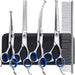 Professional 4CR Stainless Steel Safety round Tip 6 in 1 Dog Scissors for Grooming, Heavy Duty Titanium Coated Pet Grooming Scissor for Dogs, Cats and Other Animals