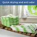 Set of 24 Kitchen Towels Dish Cloths Soft Green Checkered Pattern 100% Cotton 12X12"
