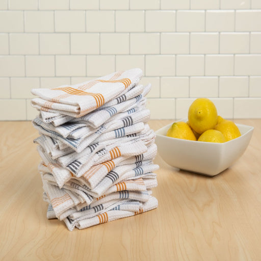 Mainstays Plaid Waffle Dishcloth 18 Pack, Gold, Blue and Gray