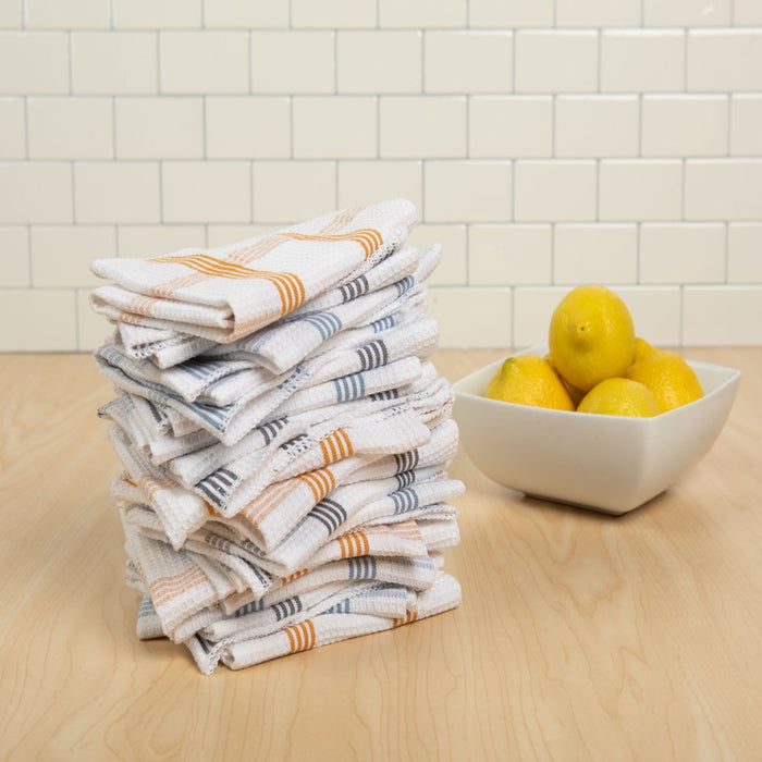 Mainstays Plaid Waffle Dishcloth 18 Pack, Gold, Blue and Gray
