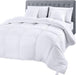 Comforter Duvet Insert - Quilted Comforter with Corner Tabs - Box Stitched down Alternative Comforter (Queen, White)