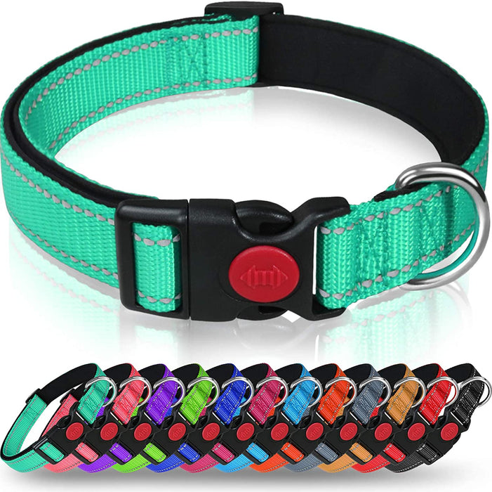 Reflective Dog Collar with Safety Locking Buckle, Adjustable Nylon Pet Collars for Extra Large Dogs, Red