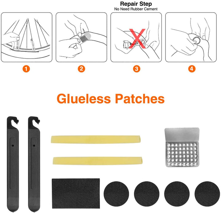 Bicycle Repair Bag & Bicycle Tire Pump, Home Bike Tool Portable Patches Fixes, Inflator, Maintenance for Camping Travel Essentials Tool Bag Bike Repair Tool Kit Safety Emergency All in One Tool