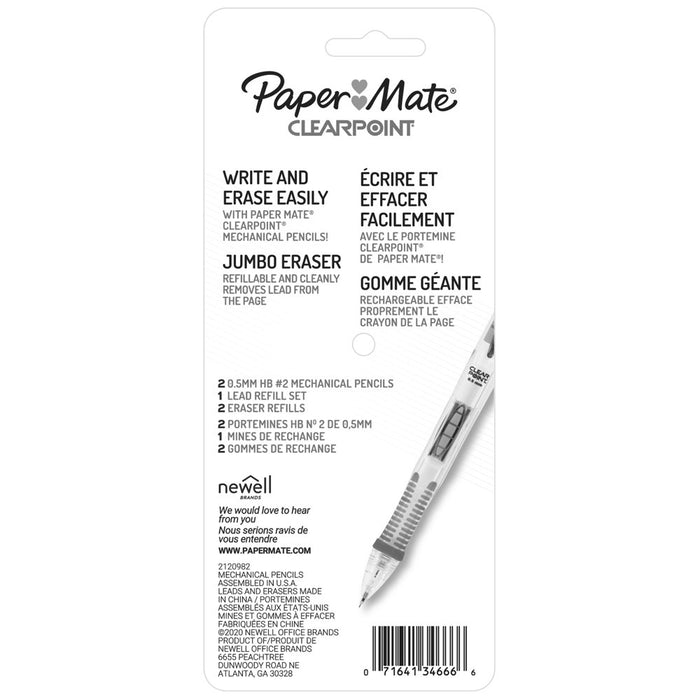 Clearpoint Mechanical Pencl Starter Set, 0.5 Mm, 2 Pencl, 1 Lead Refill Set, 2 Erasers