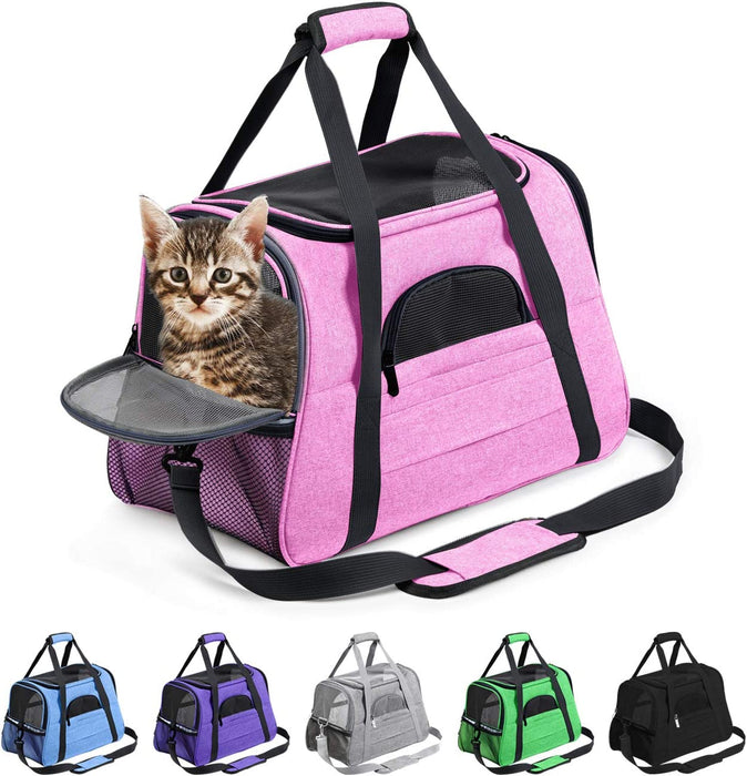 Pet Carrier Airline Approved Pet Carrier Dog Carriers for Small Dogs, Cat Carriers for Medium Cat Small Cat, Small Pet Carrier Small Dog Carrier Airline Approved Cat Travel Carrier-Black,L