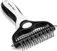 Pet Grooming Brush - Double Sided Shedding and Dematting Undercoat Rake Comb for Dogs and Cats,Extra Wide, Blue, Dog Grooming Brush, Dog Shedding Brush