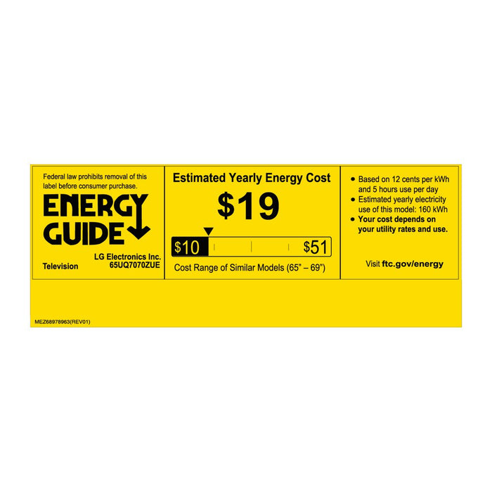 LG 65" Class 4K UHD 2160P Webos Smart TV 65UQ7070ZUE (2022 Model)