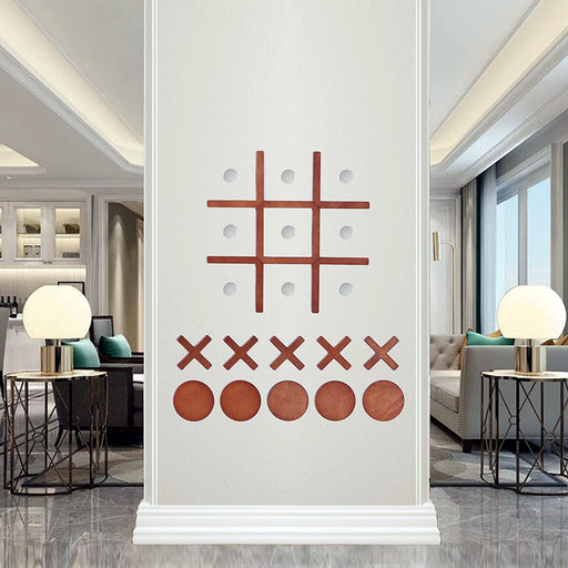 Large Wood Game Room Wall Decor, Modern Home Wall Art for Farmhouse Living Room Bedroom Office Decorations, Playroom Hallway Nursery Kids Room Decor Wall Stickers (18’×18‘ Tic Tac Toe Game)