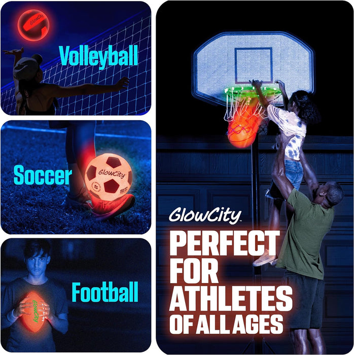Glow in the Dark Basketball for Teen Boy - Glowing Red Basket Ball, Light up LED Toy for Night Ball Games - Sports Stuff & Gadgets for Kids Age 8 Years Old and Up