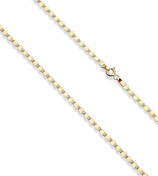 18K Gold over 925 Sterling Silver Italian Sparkle Mirror Link Chain Necklace for Women Teen Girls, Made in Italy