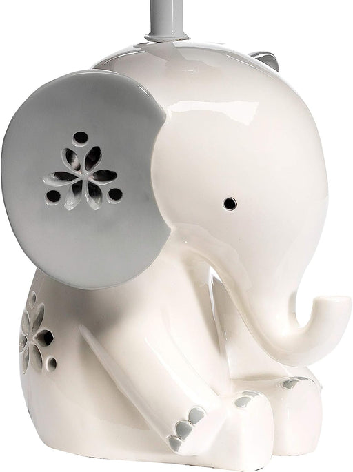 Happy Jungle White/Grey Elephant Nursery Lamp with Shade & Bulb