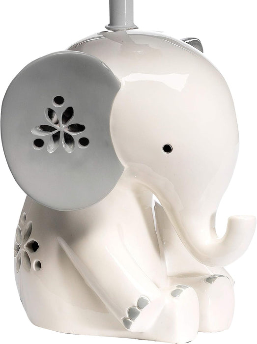 Happy Jungle White/Grey Elephant Nursery Lamp with Shade & Bulb