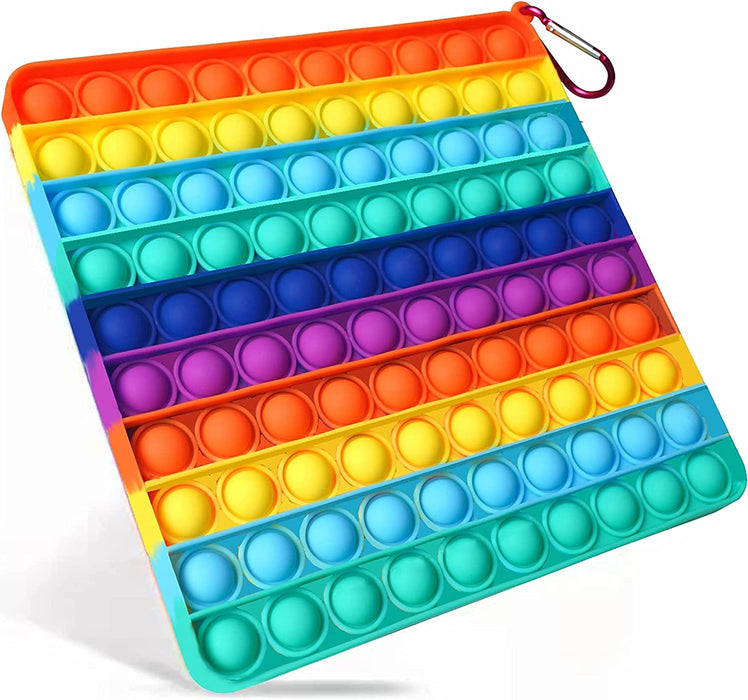 Big Pop It Fidget Toy, Poppers Fidget Toy 100 Pop Bubbles Silicone Pressure Relieving Toy,For Kids Autism and Adult Anxiety Easy to Grasp Pop Silicone Toy