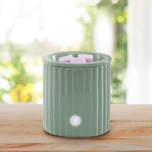 Mainstays Electric Ribbed Green Ceramic Wax Warmer, Single Pack