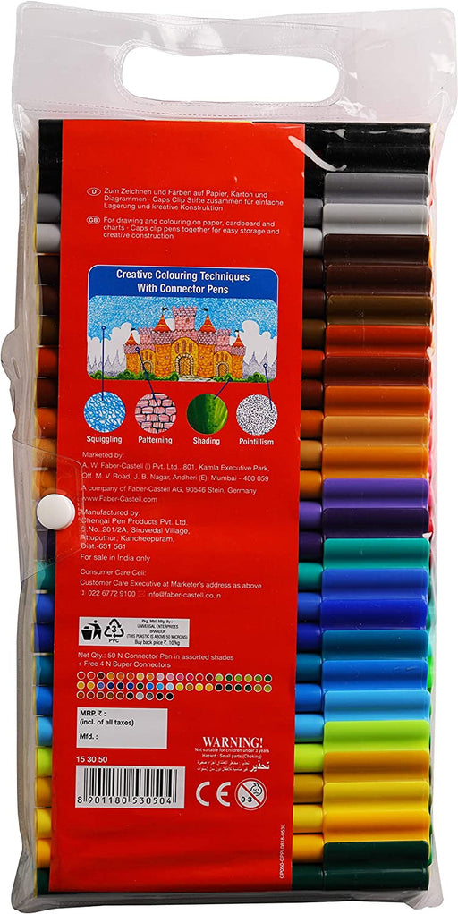 Faber Castell Connector Pens, Multicolor - Pack of 50