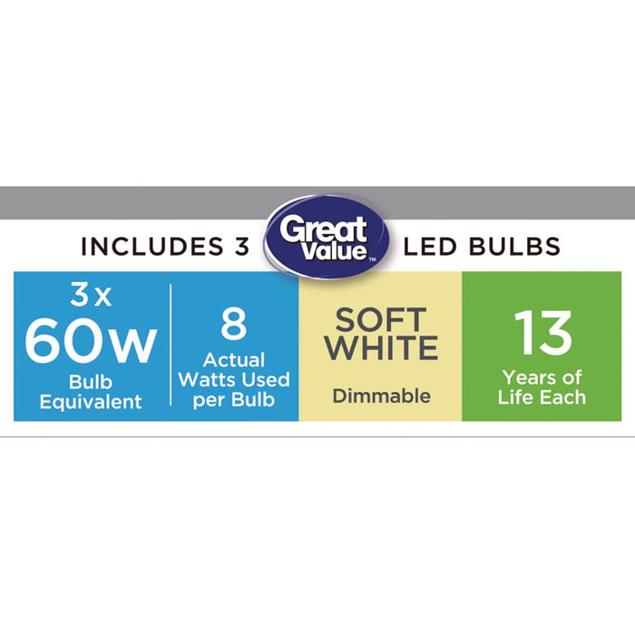 Better Homes & Gardens 52" 5 Blade Satin Nickel Ceiling Fan with 3 Lights