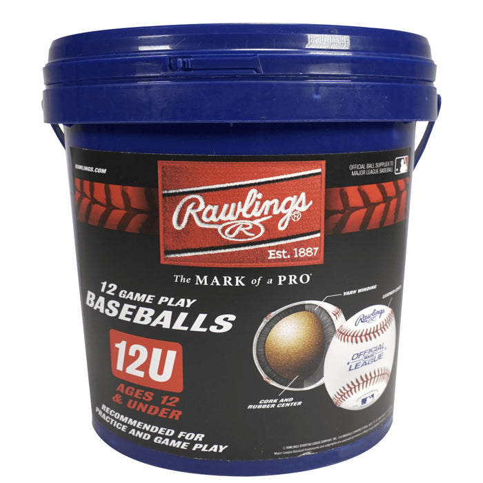 ROLB2 12U Official League Youth Practice Baseball Bucket, 12 Count