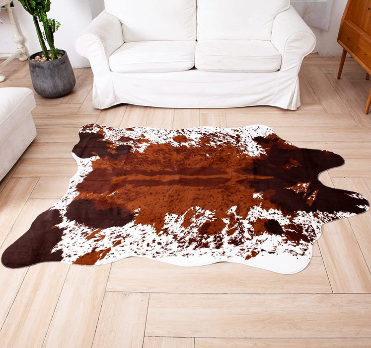 Cowhide Rug Faux Cow Shaped Rug Western Decor for Home Approx 4.5' X 6.2'