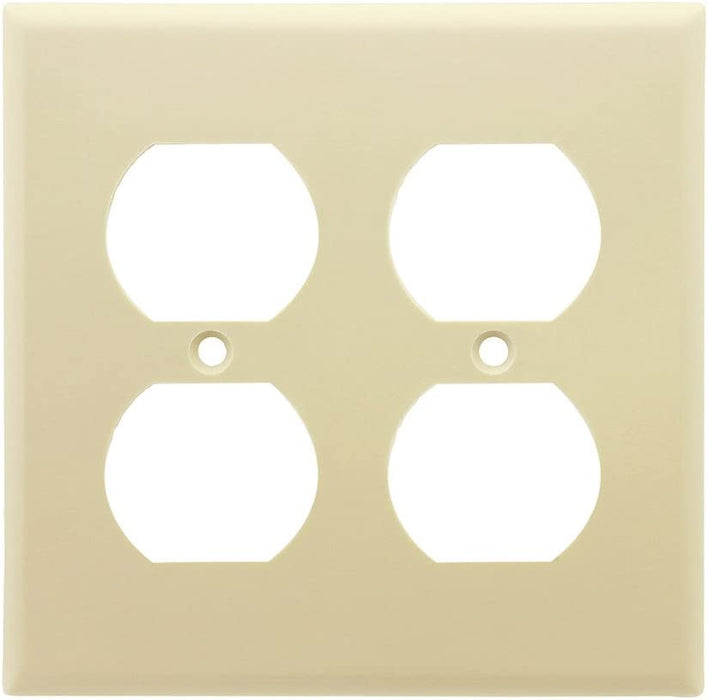88016 2-Gang Duplex Device Receptacle Wallplate, Standard Size, Thermoset, Device Mount, White