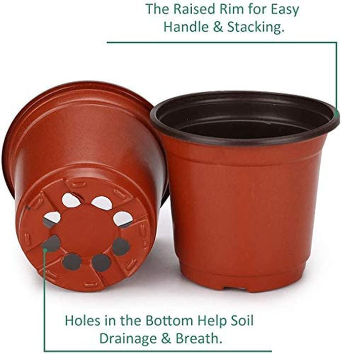 120 Packs 4 Inches Plastic Plant Nursery Pots with 15 Pcs Plant Labels, Seed Starting Pot Flower Plant Container for Succulents, Seedlings, Cuttings, Transplanting