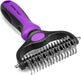Pet Grooming Brush - Double Sided Shedding and Dematting Undercoat Rake Comb for Dogs and Cats,Extra Wide, Blue, Dog Grooming Brush, Dog Shedding Brush