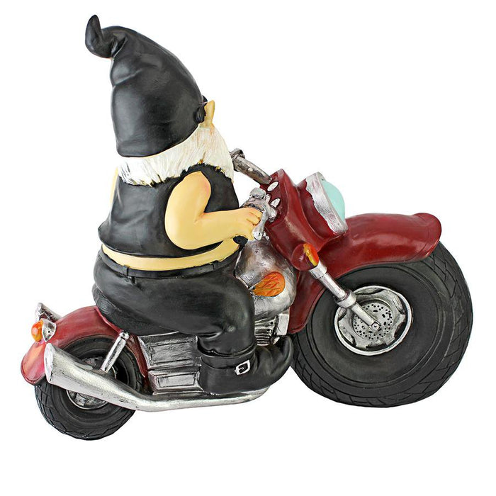 Axle Grease the Biker Garden Gnome Motorcycle Statue, 13 Inch, Polyresin, Full Color
