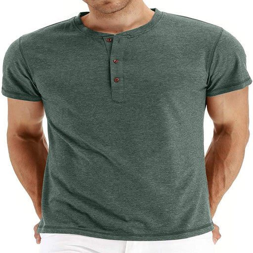 Mens Fashion Casual Front Placket Basic Short Sleeve Henley T-Shirts