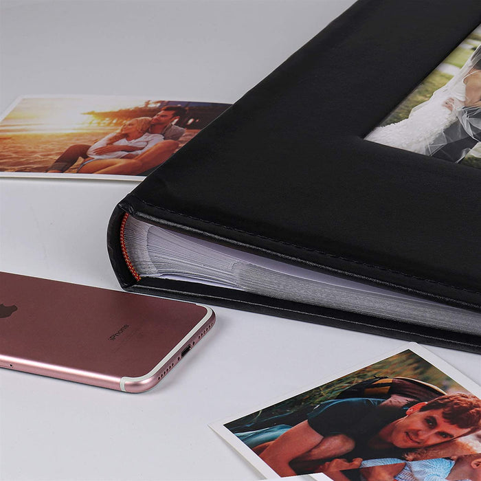 Photo Picture Album 4X6 300 Photos,Small Capacity Premium Leather Cover Wedding Family Photo Albums Holds 300 Horizontal Photos(Black)