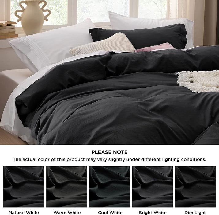 Bedsure Black Twin Duvet Cover Set - Soft Prewashed Duvet Cover Twin/Twin XL Size, 2 Pieces, 1 Duvet Cover 68X90 Inches with Zipper Closure and 1 Pillow Sham