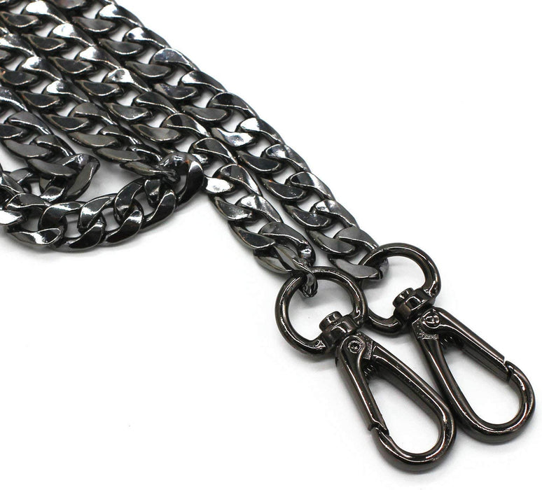 DIY Iron Flat Chain Strap Handbag Chains Purse Chain Straps Shoulder Cross Body Replacement Straps with Metal Buckles (47", Gold)