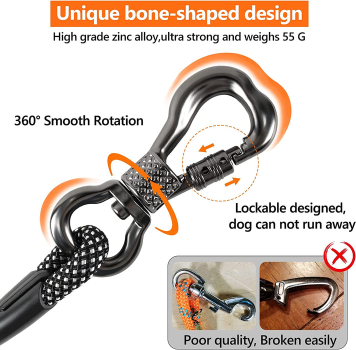 Heavy Duty Dog Leash, 30FT Reflective Dog Leash with Swivel Lockable Hook and Comfortable Padded Handle, Puppy Leash for Walking, Hunting, Camping, Backyard for Small Medium and Large Dogs