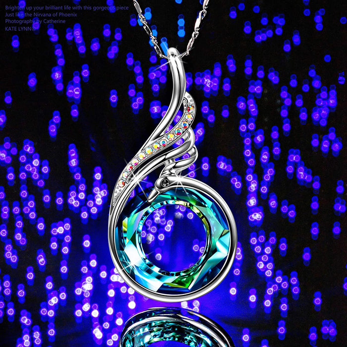 ♥ Rise from the Ashes Sterling Silver Phoenix Necklaces for Women, 17.8"+2.0" Necklace, Packaged with Jewelry Box, Birthday Gift for Women, Symbol of Luck and Renewal