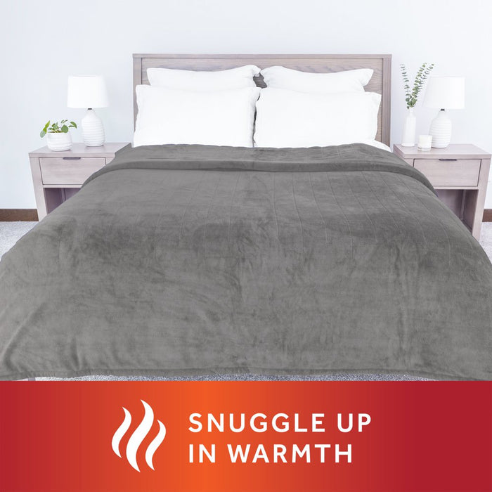 Sunbeam Heated Electric Blanket, Bedding, Queen, Microplush, Ultimate Grey