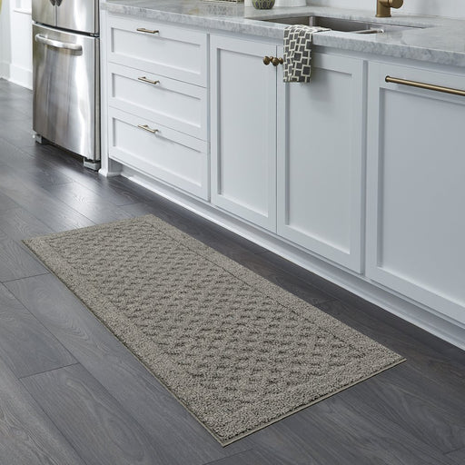 Mainstays Dylan Solid Diamond Traditional Runner Pewter Rug, 1'9"X5'